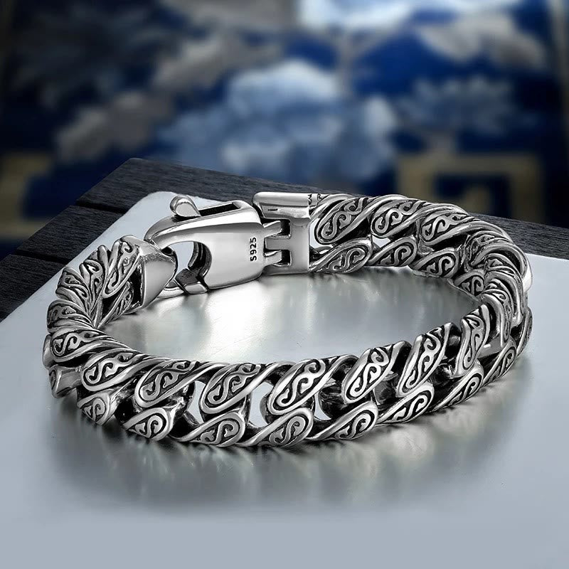 Fortune Jewel Vintage Tang Dynasty Flower Design Carved Luck Bracelet