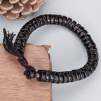 Fortune Jewel Tibetan Coconut Shell Beads Engraved Om Mani Padme Hum Mantra Positive String Bracelet