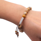 Fortune Jewel Weathered Stone Om Mani Padme Hum Strengthen Bracelet
