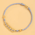 Buddha Stones Copper Coin Fortune Tree Pearl Luck Blue Rope Braided Bracelet