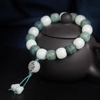 Fortune Jewel White Bodhi Six True Words Protection Bracelet