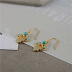 Fortune Jewel Copper Enamel Turquoise Positive Drop Earrings