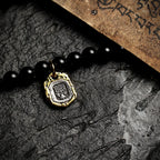 Fortune Jewel Tibetan 108 Mala Beads Black Onyx Tiger Eye Beads Nine Palaces Bagua Protection Bracelet