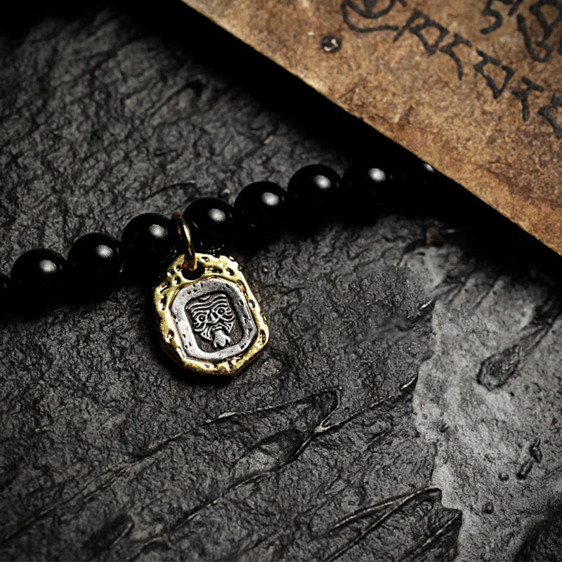 Fortune Jewel Tibetan 108 Mala Beads Black Onyx Tiger Eye Beads Nine Palaces Bagua Protection Bracelet