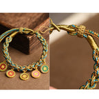 Fortune Jewel Tibetan Five God Of Wealth Luck Handcrafted Braid String Bracelet
