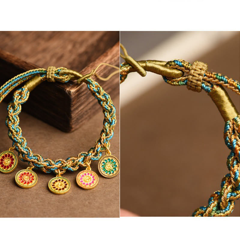 Fortune Jewel Tibetan Five God Of Wealth Luck Handcrafted Braid String Bracelet