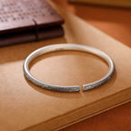 Fortune Jewel Vintage 999 Sterling Silver Auspicious Clouds Design Luck Bracelet Bangle