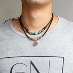 Fortune Jewel Turquoise Dzi Bead Protection Necklace