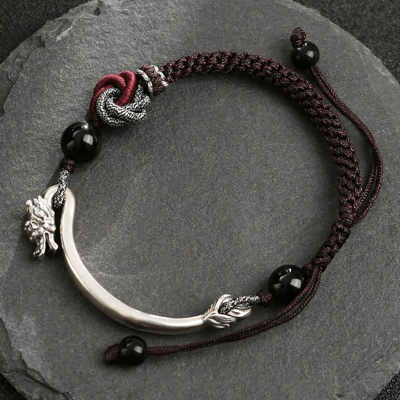 Fortune Jewel 925 Sterling Silver Auspicious Dragon Success Handcrafted Braided Bracelet