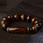 Fortune Jewel Tibetan Natural Nine-Eye Dzi Bead Agate Wealth Blessings Bracelet