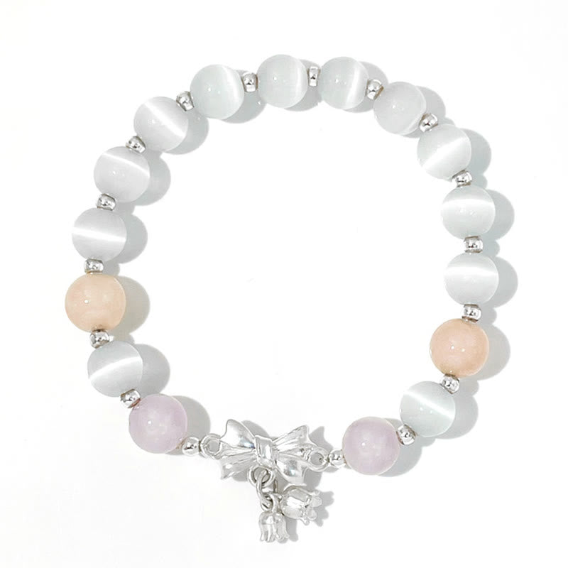 Fortune Jewel Cat's Eye Lavender Amethyst Rosette Charm Bracelet