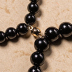 Fortune Jewel Black Obsidian Jade Om Mani Padme Hum Strength Couple Magnetic Bracelet