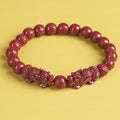 Fortune Jewel Natural Double PiXiu Cinnabar Om Mani Padme Hum Wealth Luck Bead Bracelet