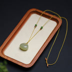 Fortune Jewel Natural Hetian Jade Small Bag Pattern Prosperity String Necklace Pendant