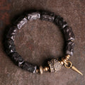 Fortune Jewel Ebony Wood Copper Balance Protection Couple Bracelet