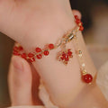 Fortune Jewel Red Maple Leaf Luck Charm Bracelet