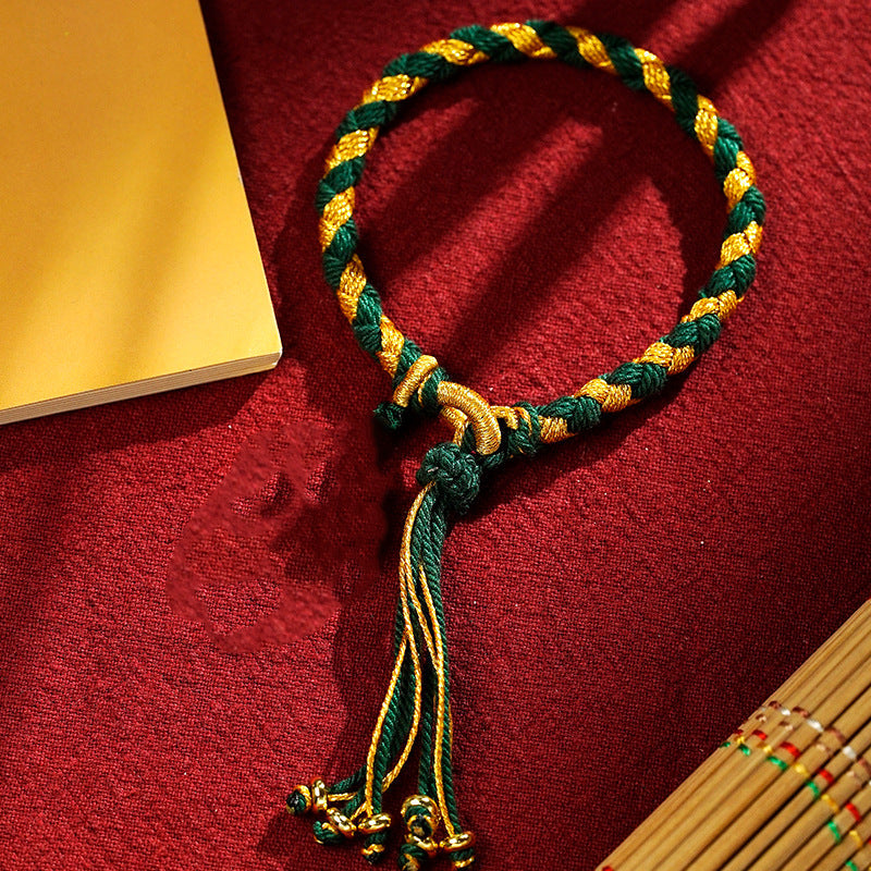 Fortune Jewel Handmade Tibetan Five God Of Wealth Dragon Scale Rope Luck Braid Bracelet