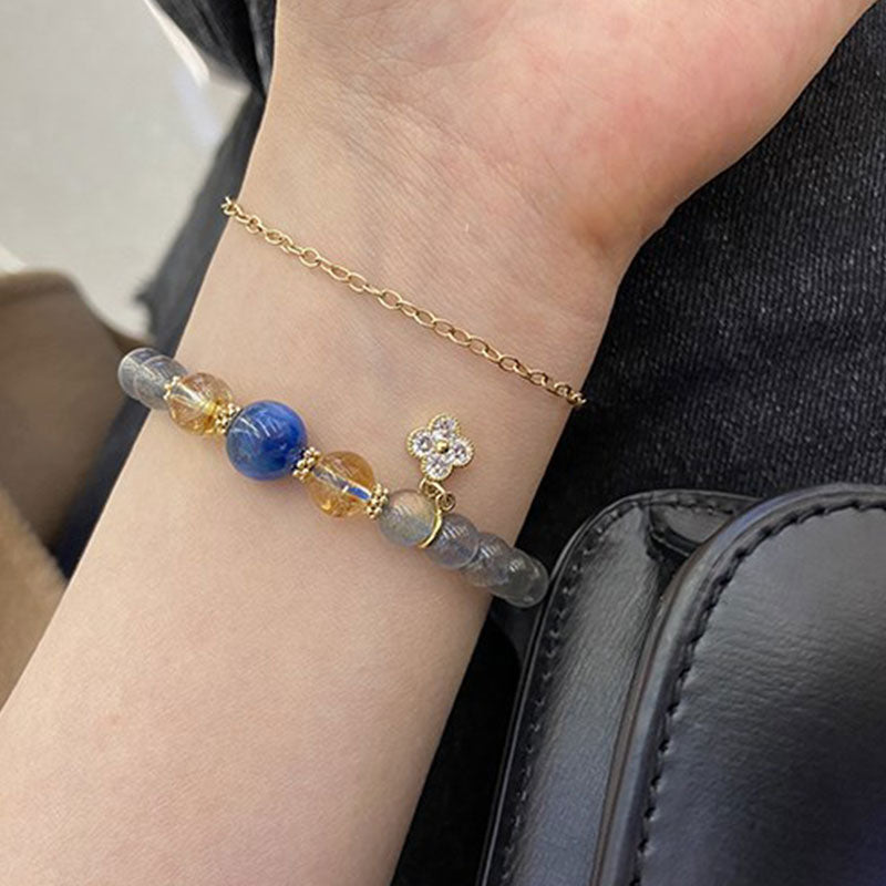 Fortune Jewel Natural Moonstone Flower Chram Healing Beads Bracelet