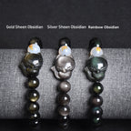 Fortune Jewel Natural Rainbow Obsidian Gold Sheen Obsidian Silver Sheen Obsidian Fox Healing Bracelet