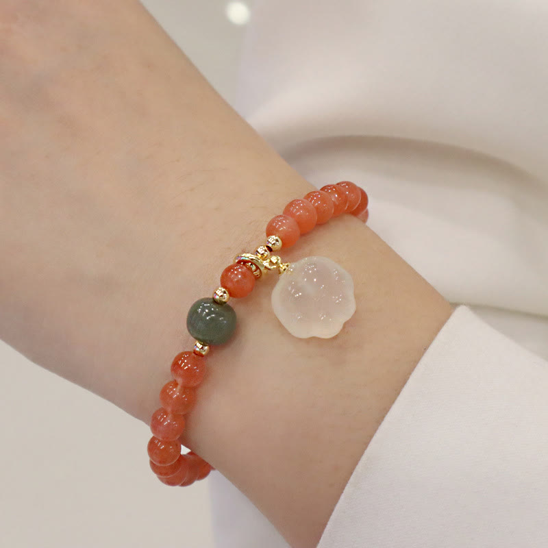 Fortune Jewel Red Agate Chalcedony Cat Paw Jade Confidence Bracelet