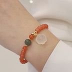 Fortune Jewel Red Agate Chalcedony Cat Paw Jade Confidence Bracelet
