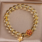 Fortune Jewel Natural Citrine Flower Charm Prosperity Protection Bracelet