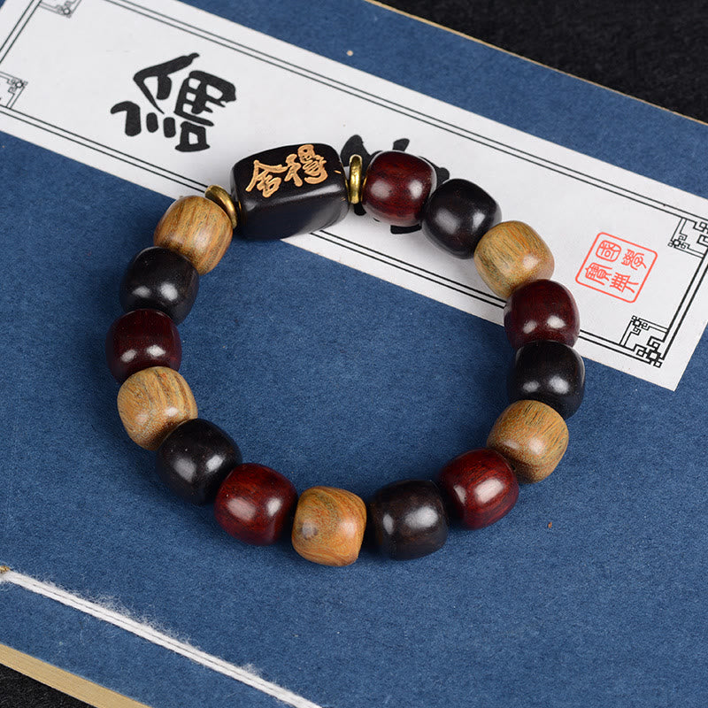 Fortune Jewel Multicolored Green Sandalwood Ebony Wood Red Sandalwood Peace Bracelet