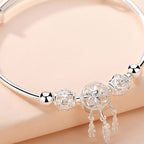Fortune Jewel Tibetan White Copper Blessing Dream Catcher Charm Bracelet