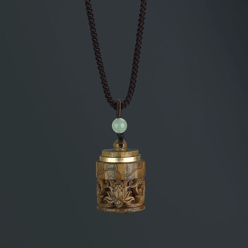 Fortune Jewel Tibet Green Sandalwood Rosewood Om Mani Padme Hum Lotus Positive Soothing Necklace Pendant Fortune Jewel
