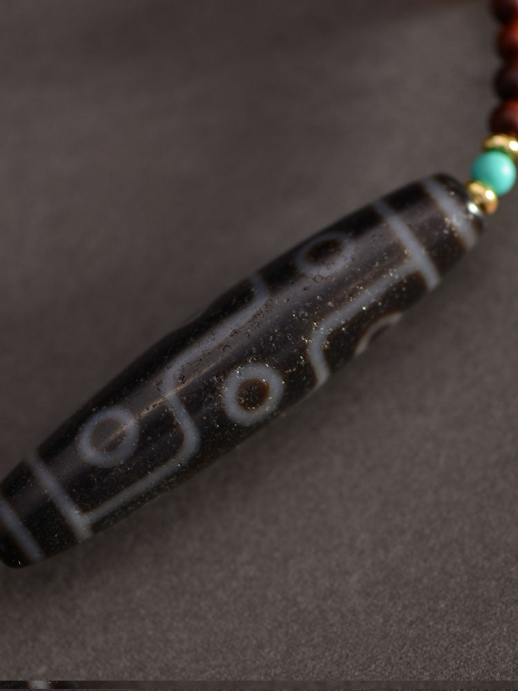 Red Sandalwood Tibetan Dzi Bead Pendant