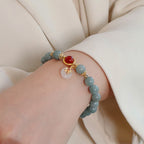 Fortune Jewel Natural Jade Red Agate Pearl Bow Tie Luck Bracelet