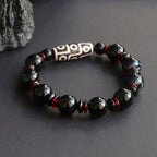 Fortune Jewel Black Onyx Nine-Eye Dzi Bead Wealth Protection Bracelet