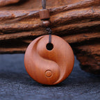 Fortune Jewel Lightning Struck Jujube Wood Yin Yang Luck Protection Necklace Pendant Fortune Jewel
