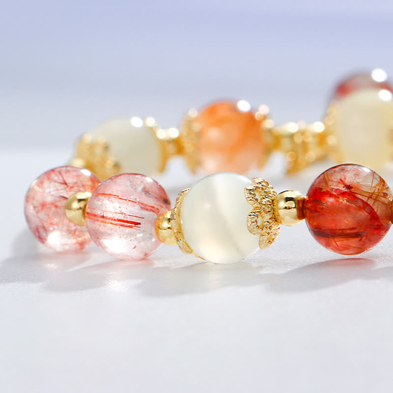 Fortune Jewel Colorful Rutilated Quartz Cat Eye Zircon Auspiciousness Bead Bracelet