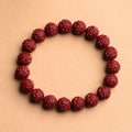 Fortune Jewel Natural Cinnabar Om Mani Padme Hum Fret Pattern Lotus Blessing Bracelet