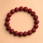 Fortune Jewel Natural Cinnabar Om Mani Padme Hum Fret Pattern Lotus Blessing Bracelet