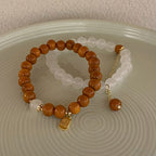 Fortune Jewel Sandalwood Cat's Eye Fu Character Charm Protection Bracelet