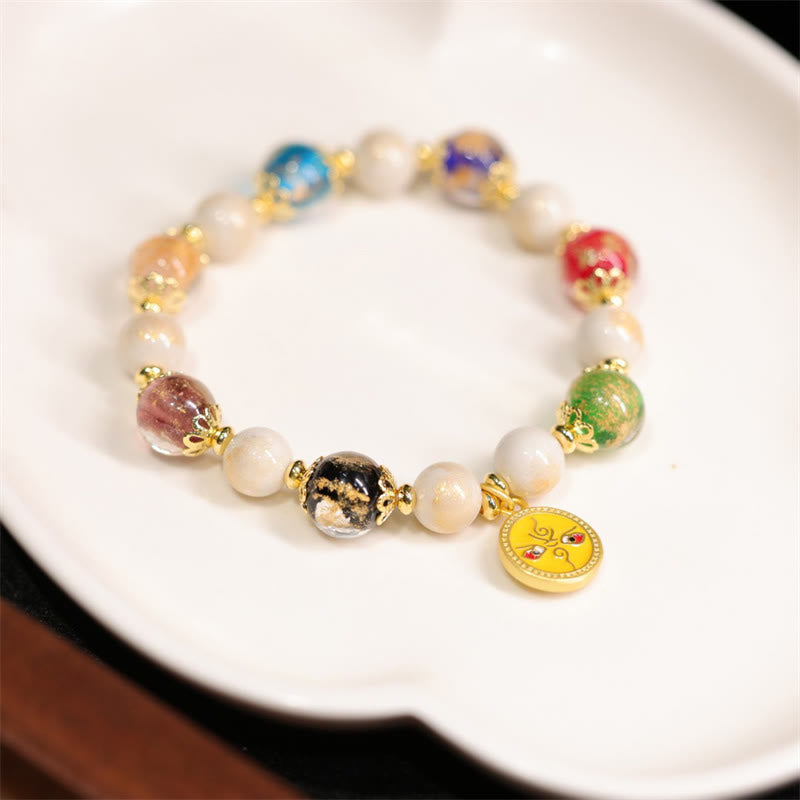 Fortune Jewel Tibetan Five God Of Wealth Fortune Liuli Glass Bead Incense Ash Porcelain Bead Charm Bracelet