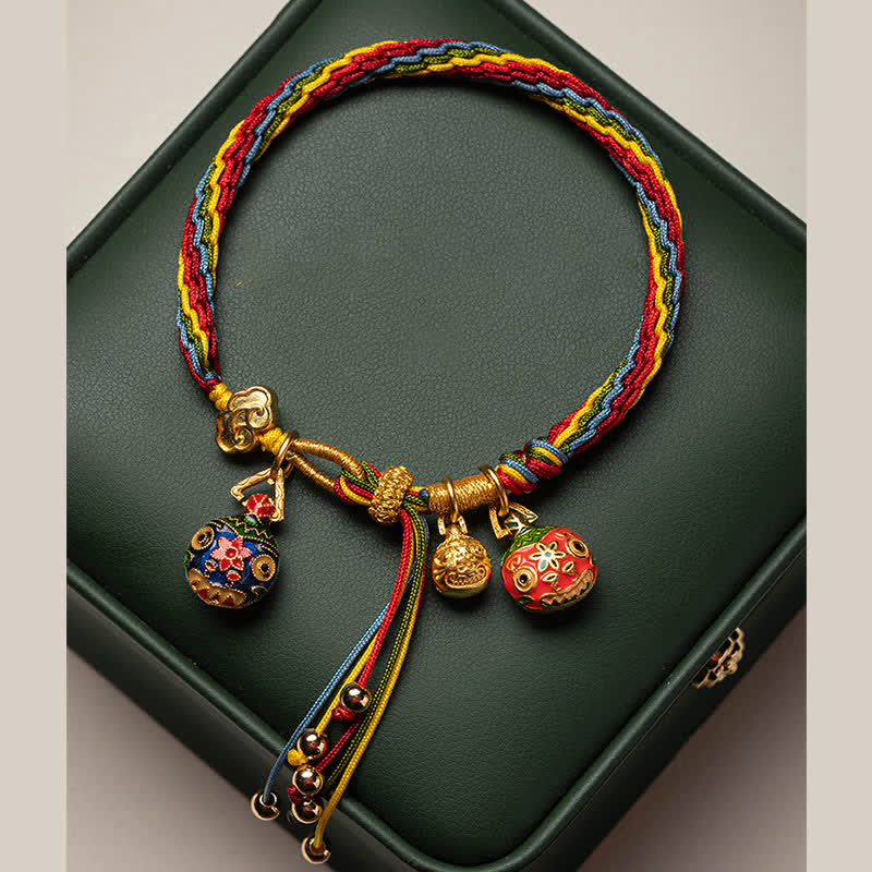 Fortune Jewel Gold Swallowing Beast Family Luck Reincarnation Knot Colorful String Bracelet