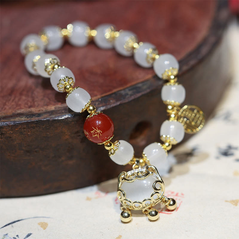 Fortune Jewel Windmill Chinese Lock Charm Fu Character Blessing Bracelet