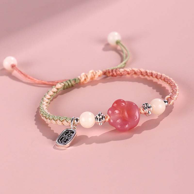 Fortune Jewel Yanyuan Agate Cat Claw Paw White Bodhi Seed Fu Character Positive Braided Rope Bracelet