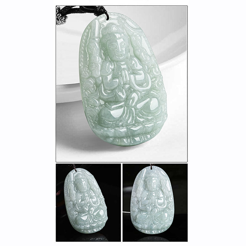 Fortune Jewel Chinese Zodiac Natal Buddha Jade Wealth Prosperity Necklace Pendant Fortune Jewel