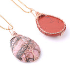 Fortune Jewel Natural Quartz Crystal Tree Of Life Healing Energy Necklace Pendant