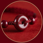 Fortune Jewel Handmade Cinnabar Peace Buckle Safe and Healthy Charm Blessing String Bracelet Anklet