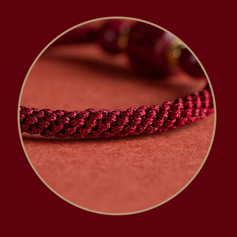 Fortune Jewel Tibet Cinnabar Om Mani Padme Hum Engraved Blessing Braided Bracelet