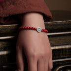 Fortune Jewel 925 Sterling Silver Yin Yang Bagua Symbol Cinnabar String Concentration Bracelet