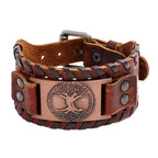 Fortune Jewel Lucky Tree Of Life Balance Leather Bracelet