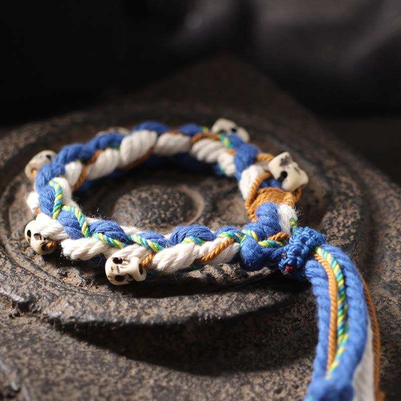 Fortune Jewel Tibetan Zakiram Goddess of Wealth Bead Engraved Handmade Luck Bracelet