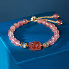 Fortune Jewel Aquamarine Strawberry Quartz Amethyst Moonstone PiXiu Healing Bracelet