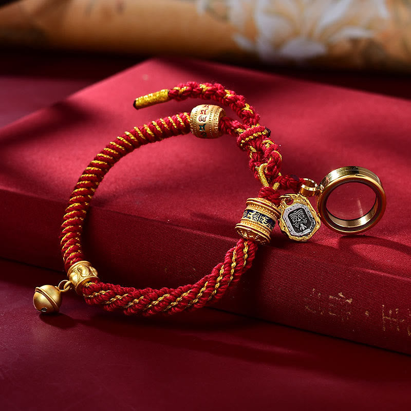 Fortune Jewel Tibetan Om Mani Padme Hum Carved Zakiram Goddess of Wealth Charm Amulet Bracelet